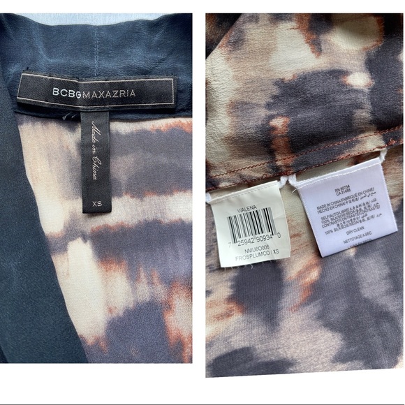 BcbgMaxAzria Walena 100%Silk Dress Ikat Color Splatter Print Size XS Can Fit S M - Picture 4 of 15